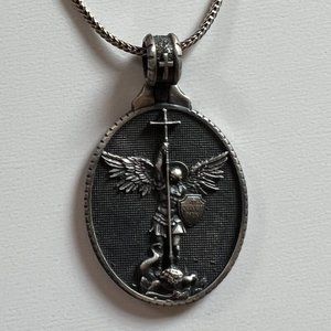 Archangel St Michael Necklace - Silver